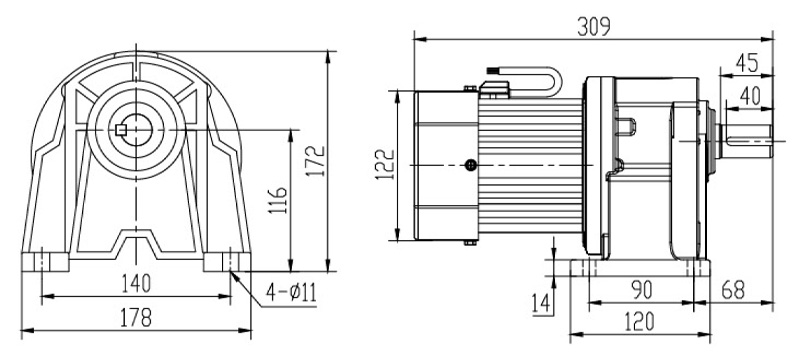 SH28-400W微型永磁减速电机图纸