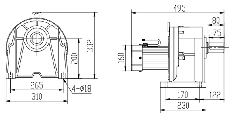 SH50-2200W微型永磁减速电机图纸