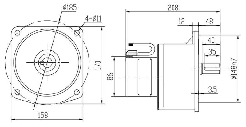 SV22-100W微型永磁减速电机图纸