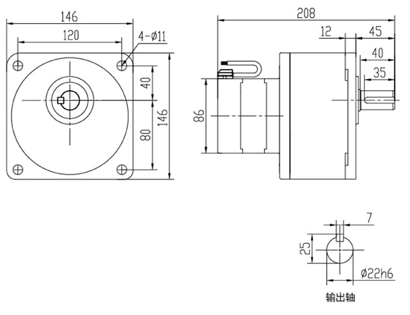 SV18-200W微型永磁减速电机图纸